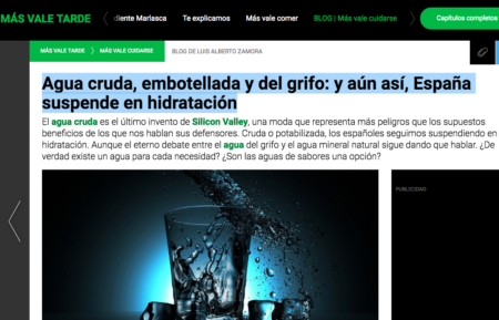 El Agua cruda y potable no son comparativas con el Agua Mineral Natural