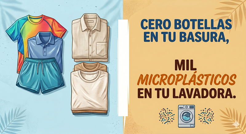 Cero botellas en tu basura, mil microplásticos en tu lavadora