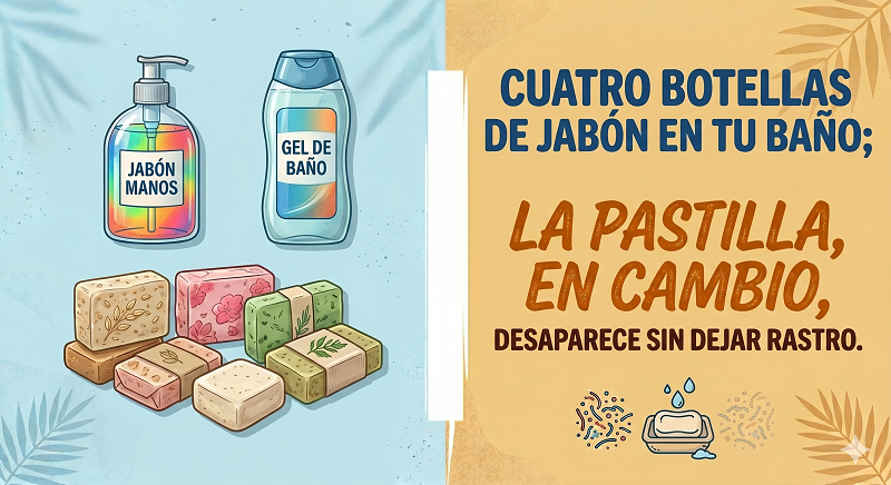 Cuatro botellas de jabón en tu baño; la pastilla, en cambio, desaparece sin dejar rastro