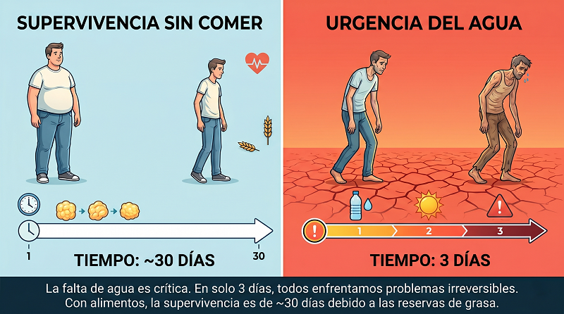 Los humanos podemos estar 30 días sin comer, pero sólo 3 días sin beber