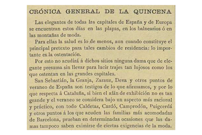 Crónica General de la Quincena de El Salón de la Moda (28 de agosto de 1899)