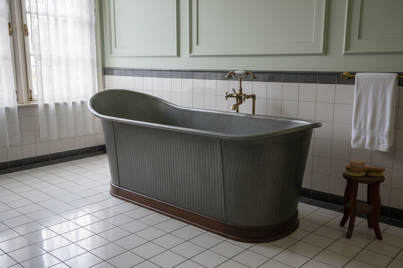 Bañera de zinc del siglo XIX