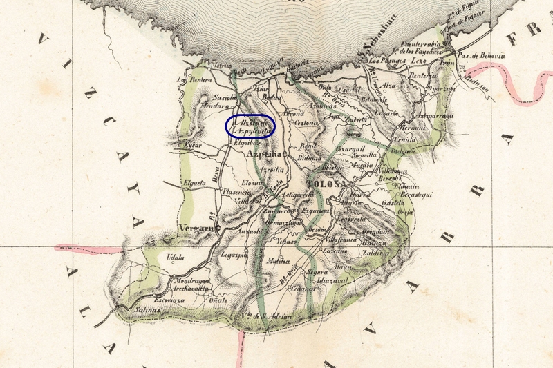 Mapa de Guipúzcoa del siglo XIX