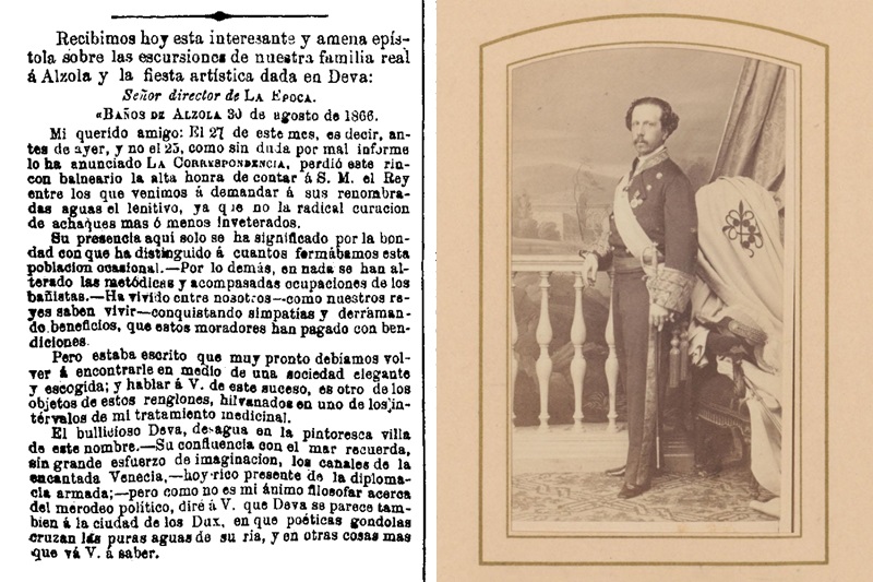 Su Majestad el Rey Francisco de Asís de Borbón en el balneario de Alzola
