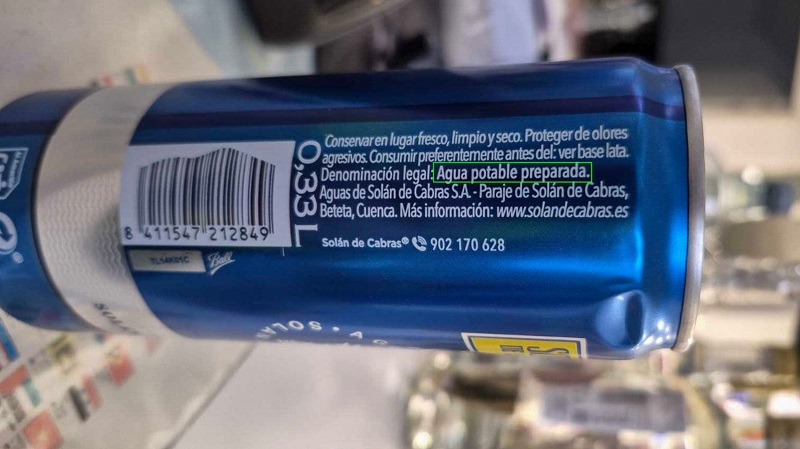 Solán de Cabras vende agua potable preparada confundiendo al consumidor que cree que compra agua mineral natural
